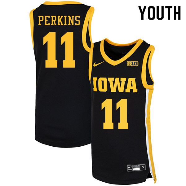 Youth #11 Tony Perkins Iowa Hawkeyes College Basketball Jerseys Sale-Black - Click Image to Close